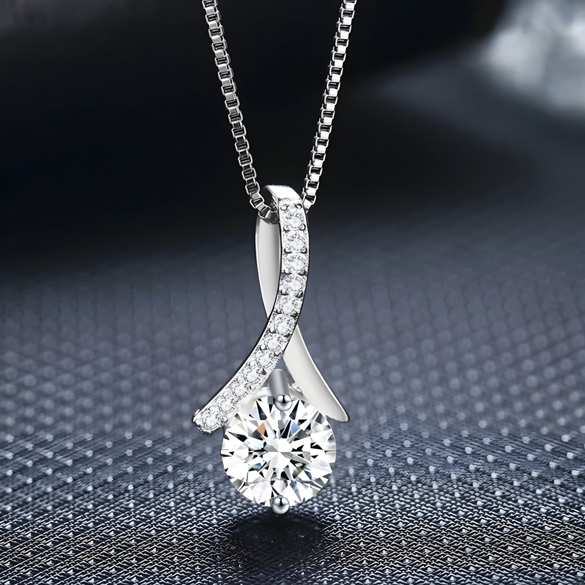 Sterling Silver Pendant Necklace for Women Real 925 Box Chain with AAA Cubic 288