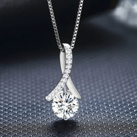 Sterling Silver Pendant Necklace for Women Real 925 Box Chain with AAA Cubic 288