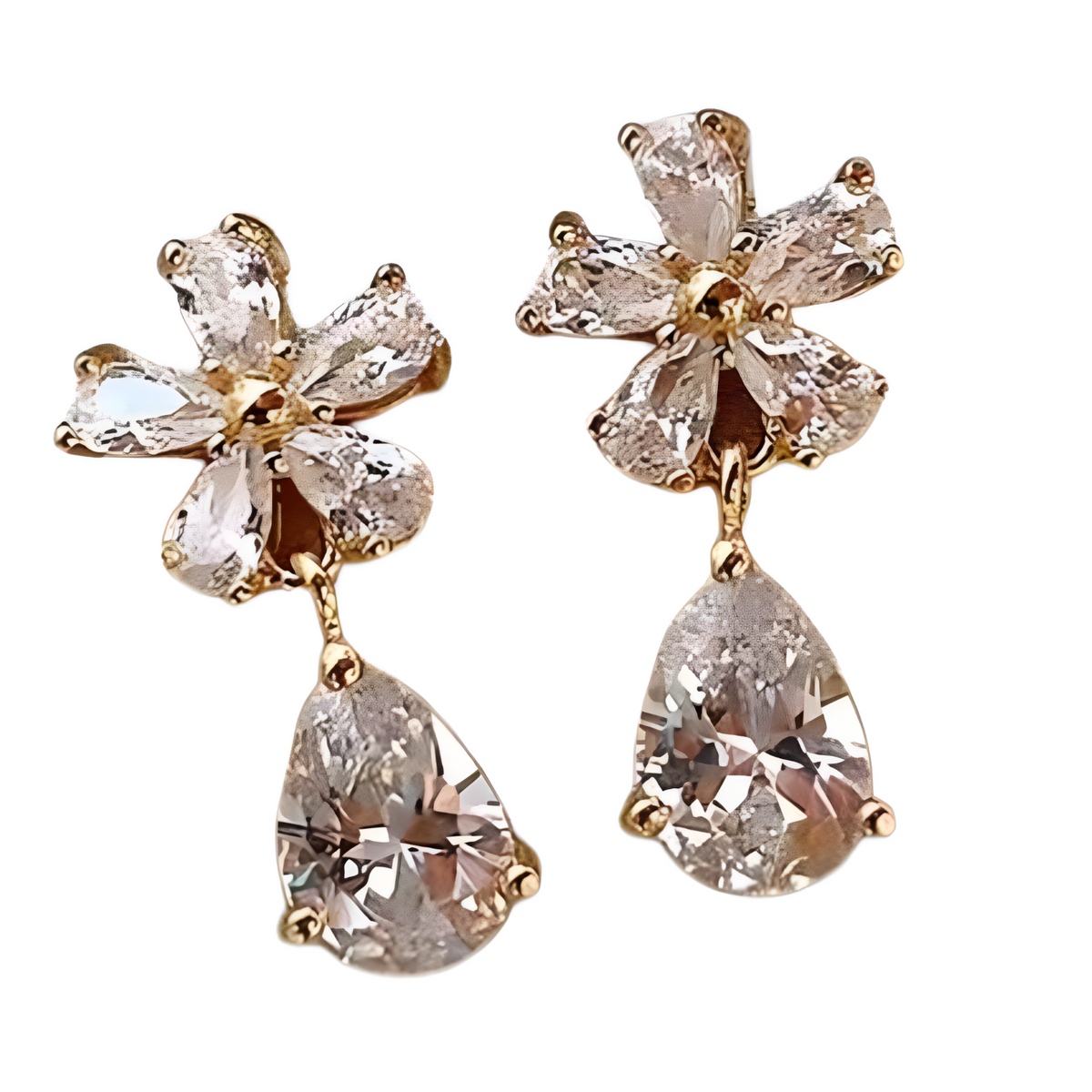 Vintage Halo Pearl Drop Earrings – Statement Bridal Dangle Earrings Pavé 1394