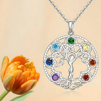 Zinc alloy metal pendant with silver tone finish and seven rainbow crystals 1064