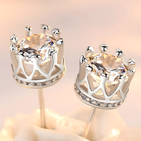 Silver Colour Cubic Zirconia Stud Earrings for Women– TRENDY Round White CZ 1049