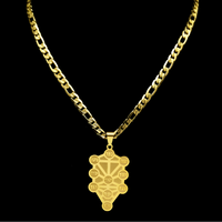 Stainless Steel Gold Kabbalah Sephirot Tree Of Life Hebrew Pendant Necklace 1072