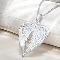 Angel Wings Heart Pendant Necklace 45cm+5cm Adjustable Chain Winged Heart 1484
