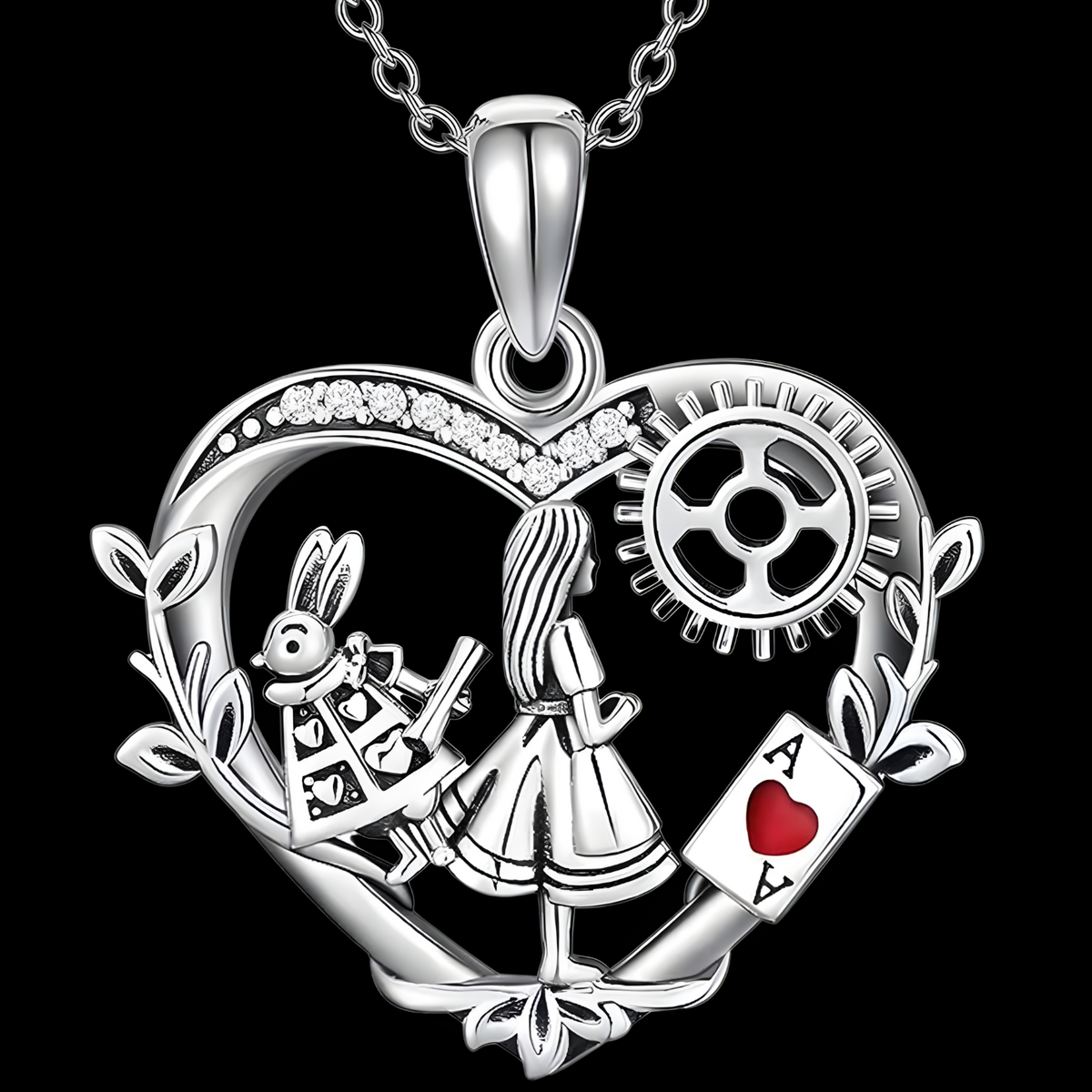 Metal Copper Zinc Alloy Heart Pendant Necklace – Classic Geometric Design 1115