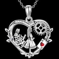 Metal Copper Zinc Alloy Heart Pendant Necklace – Classic Geometric Design 1115