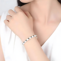 925 Silver-Color Luxury Beads Bracelets Bangles Cute For Women Fashion Party 456