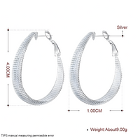 Silver Hoop Earrings Women 4cm Large Textured Round Hoops 1cm Wide Polished 1409