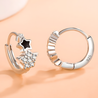 925 Silver-Plated Cute Star Hoop Earrings Women – Copper Alloy 925 Silver 1023