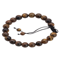 Macrame Woven Bangle Bracelet with Genuine 8mm Tigers Eye and Volcanic Lava B121