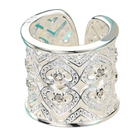 Wide Heart Cuff Ring For Women Open Adjustable Statement Ring With Clear 1768