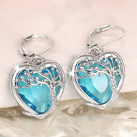 Heart Tree Earrings 33mm Length 18x16mm Heart Pendant 5.2g Lightweight 1399
