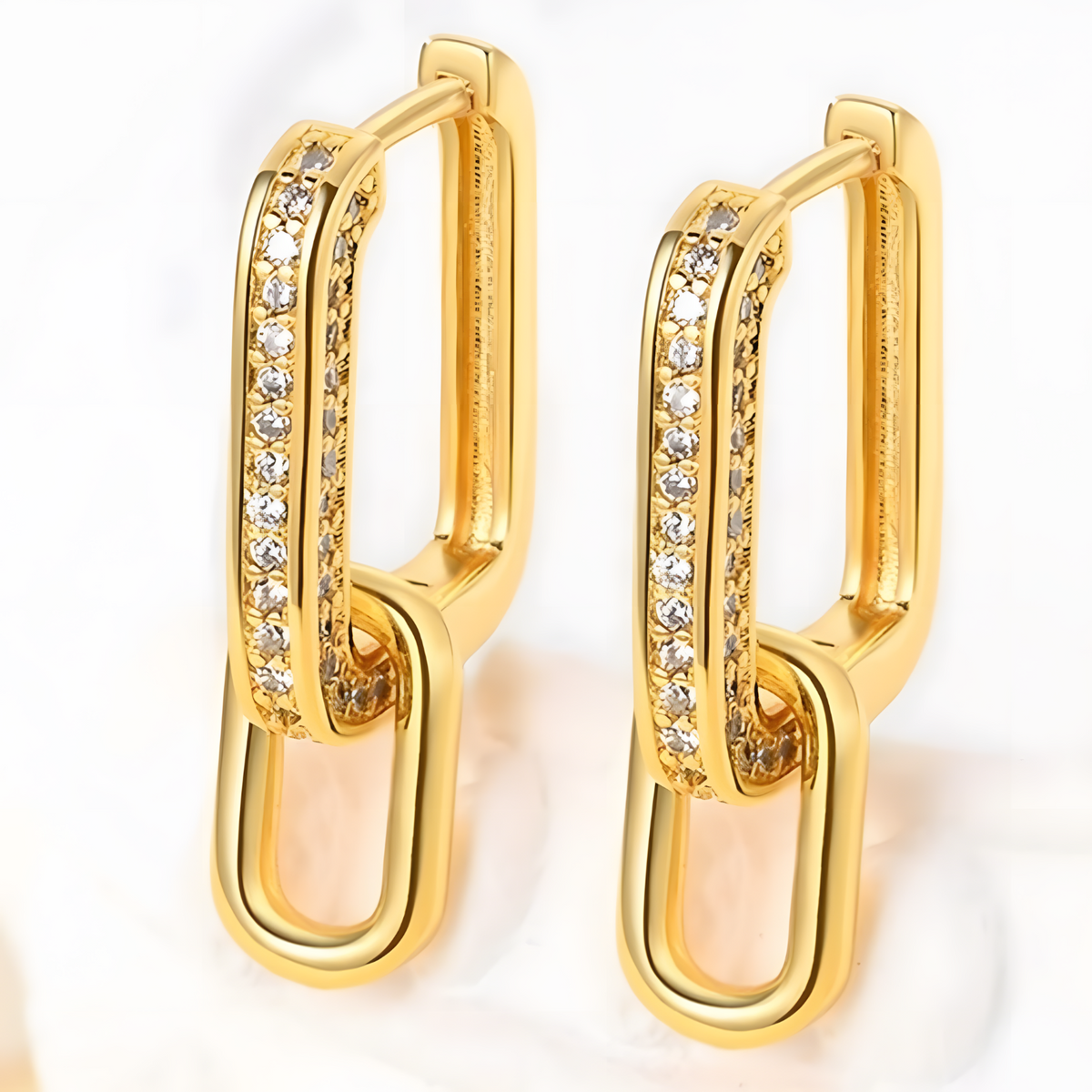 925 Silver Gold-Plated Link Hoop Earrings for Women – Geometric Chain Design 912