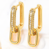 925 Silver Gold-Plated Link Hoop Earrings for Women – Geometric Chain Design 912