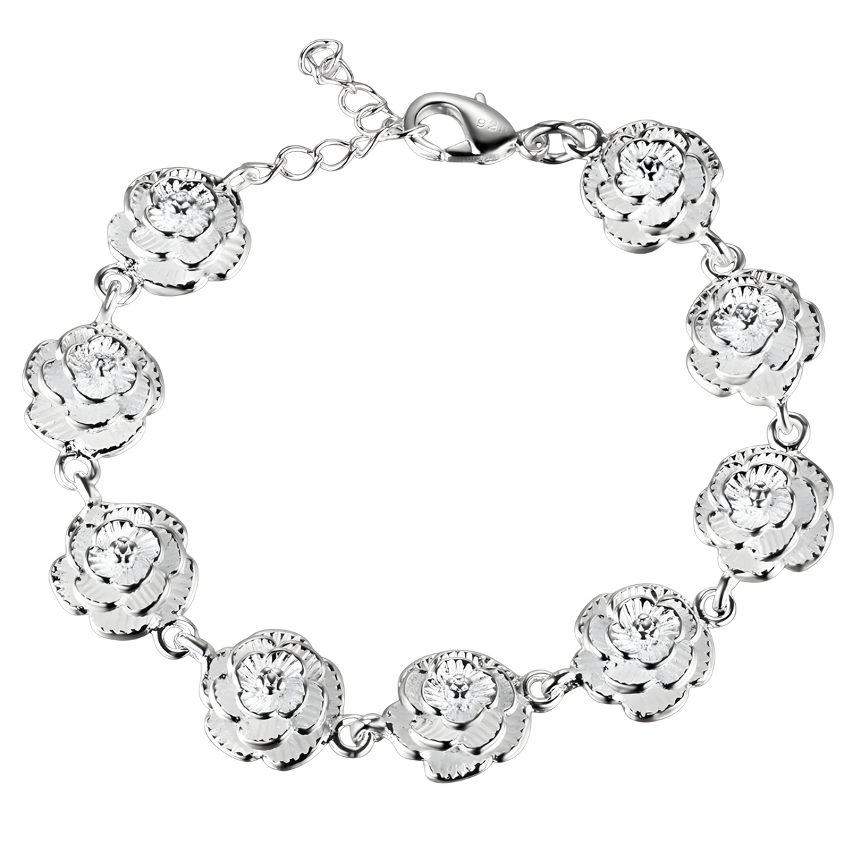 Flower Charm Bracelet Women – Classic Plant Motif Charm Bracelet, Lobster 1425