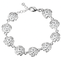 Flower Charm Bracelet Women – Classic Plant Motif Charm Bracelet, Lobster 1425