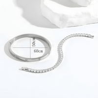 Unified Jewellery Silver-Tone Bracelet Set for Women | Tennis Chain & Bangle 442