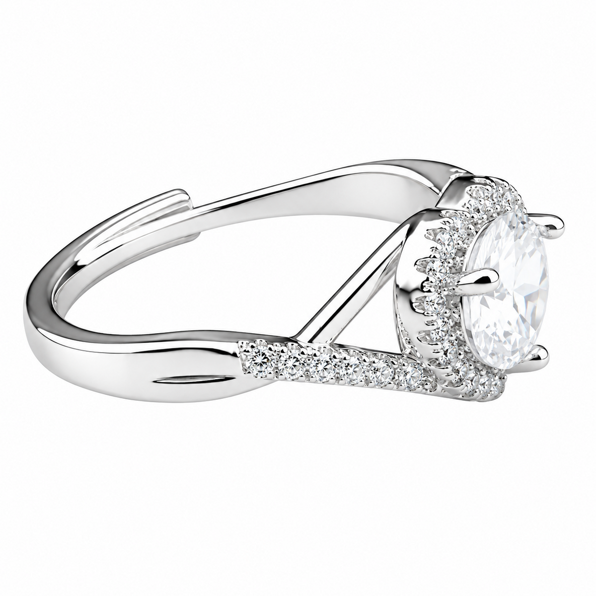 Womens Adjustable Twisted Infinity Halo Engagement Ring Round Brilliant Cut 1649