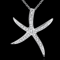 Starfish Pendant Necklace For Women - Sparkle Sea Star Charm, Crystal Look  1791