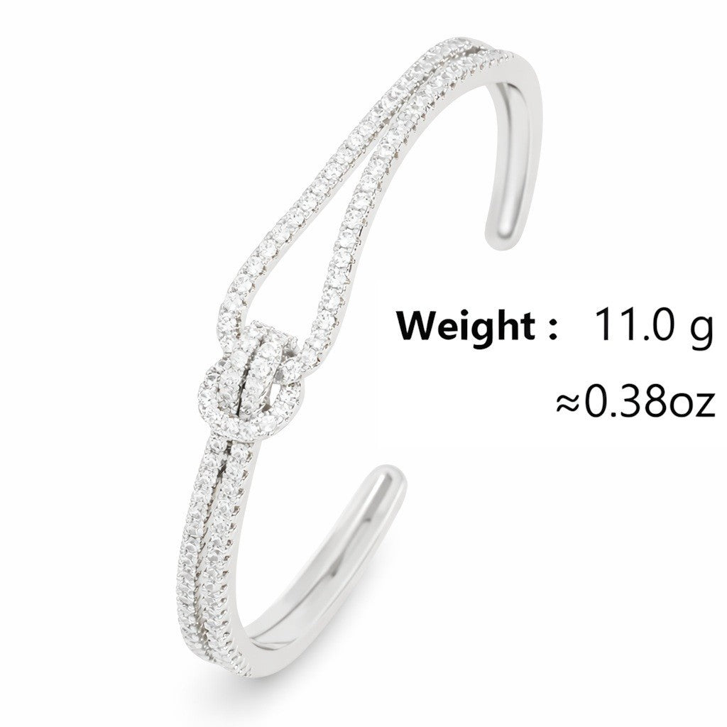 Unified Jewellery Crystal Knot Cuff Bracelet Silver Open Bangle Statement 1895