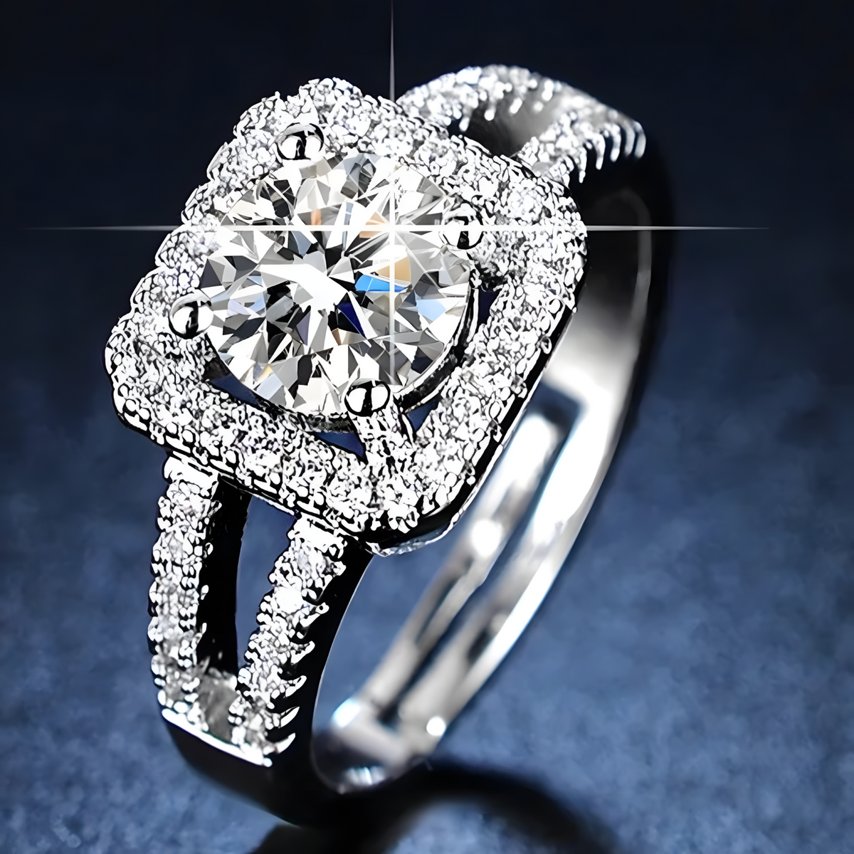 Elegant Cushion Cut Halo Engagement Ring for Women Sparkling Crystal 496