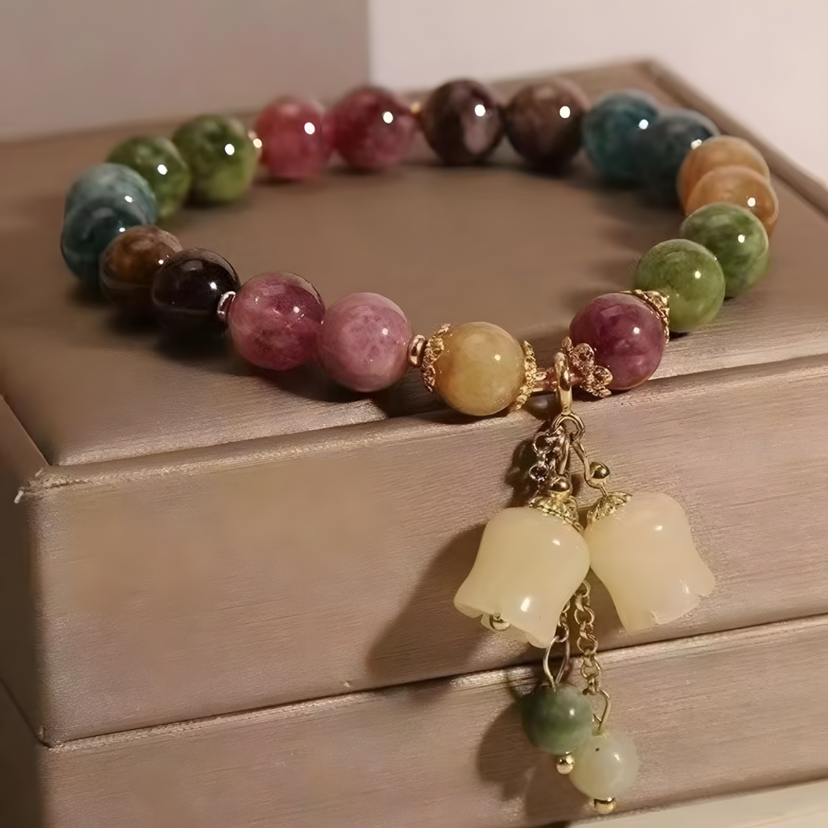 Natural Colorful Tourmaline Gemstone Beaded Bracelet Healing Crystal Stone B185