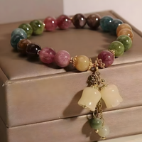 Natural Colorful Tourmaline Gemstone Beaded Bracelet Healing Crystal Stone B185
