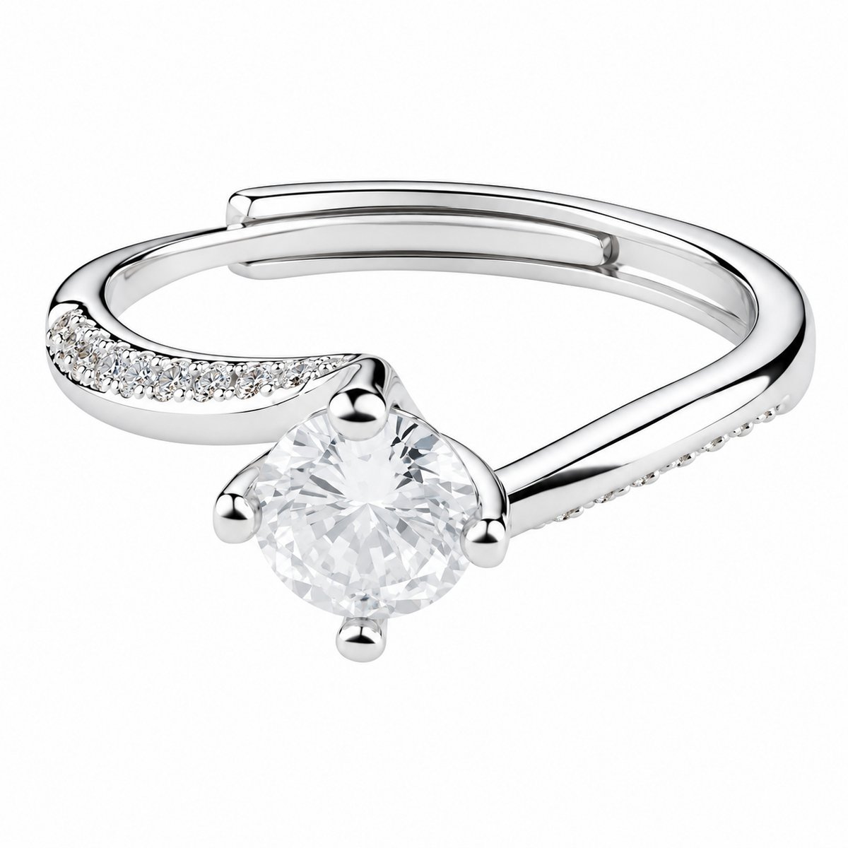 Women Zircon Engagement Ring Brilliant Solitaire Twisted Band Adjustable 1668