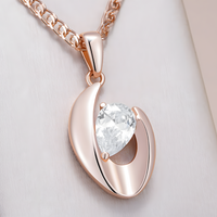 Rose Gold Colour Pendant Necklace for Women, Copper Alloy with Zircon Stone 1281