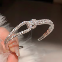 Unified Jewellery Crystal Knot Cuff Bracelet Silver Open Bangle Statement 1895