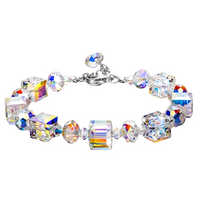Unified Jewellery 3 Piece Cube Crystal Jewellery Set Women, Aurora Rainbow 1712