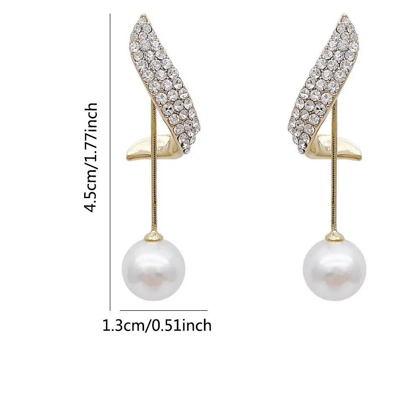 Classic Elegant Imitation Pearl Dangle Earrings Women Crystal Long Tassel 85 UK