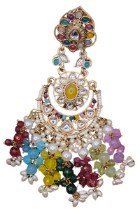 Elegant Bollywood Inspired Gold Kundan Earrings - Traditional Indian Jewelry 203