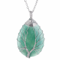 Tree of Life Silver Aventurine Pendant Necklace Spiritual Crystal Healing 1334