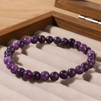 Amethyst Bracelet-8mm Natural Amethyst Round Crystal Beads Stretch Bracelet 1497