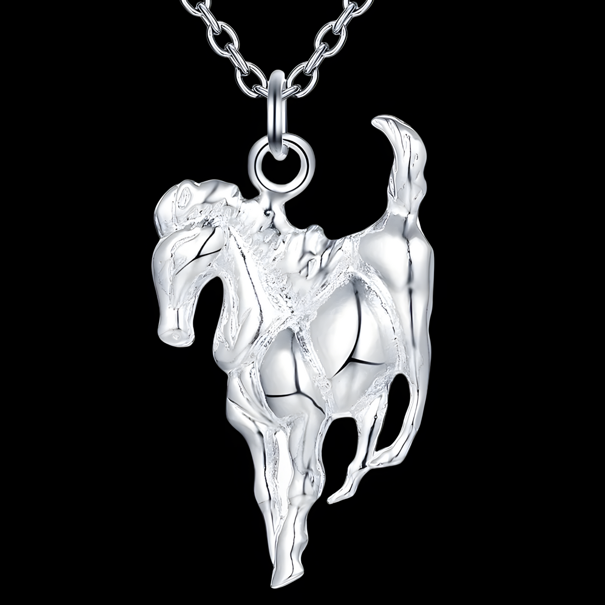 Elegant Horse Pendant Necklace, Premium Animal Charm Necklace link chain 1428
