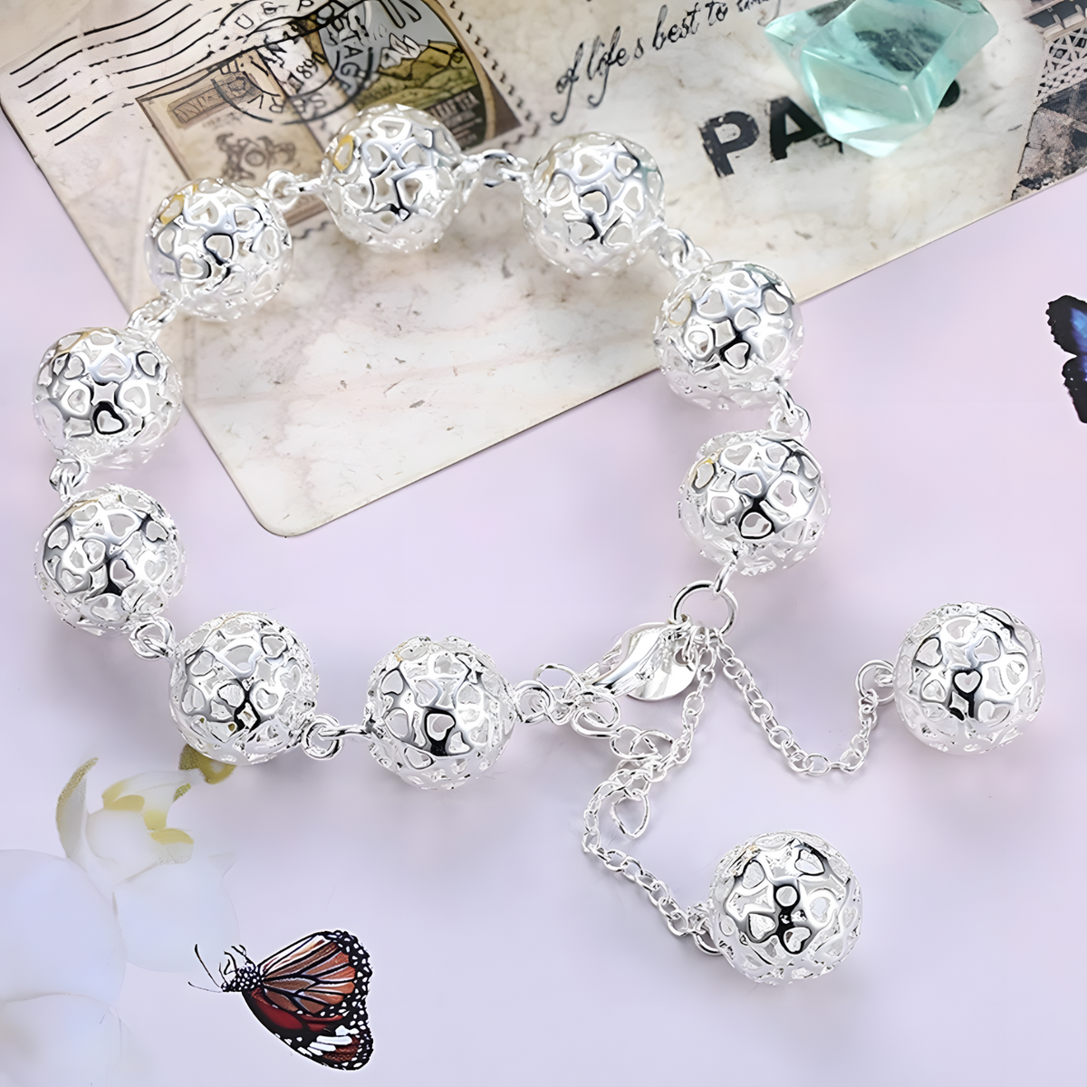 Silver Plated Hollow Ball Jewellery Set–Copper Alloy 925 Silver Plating 1218