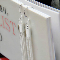 Long Silver Tassel Drop Earrings Women Multi-Strand Stainless Steel & Zinc 1001