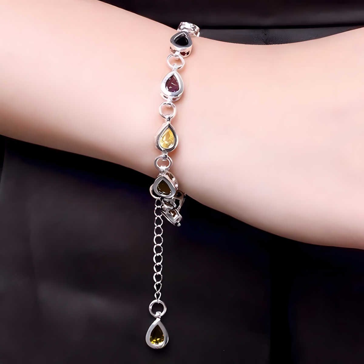 Unified Jewellery Premium Multicolour Teardrop Crystal Bracelet 20cm 1833