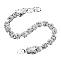 925 Silver Dragon Head Link Bracelet for Men's Biker Gothic Punk Jewellery 426