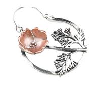 Vintage Floral Hoop Drop Earrings for Women - Artistic Flower Branch Design 1433