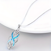 Infinity Knot Pendant Necklace, Geometric Silver Plated Chain, Huitan Twist 603