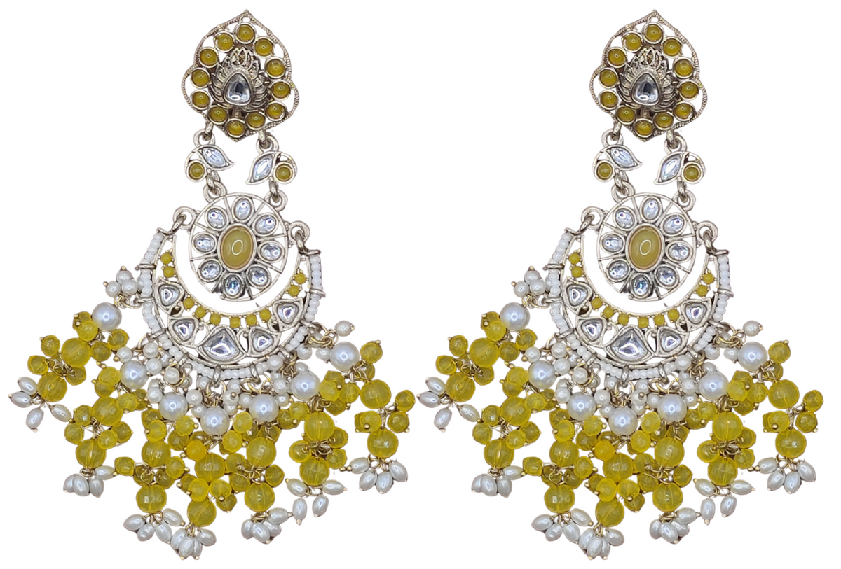 Elegant Bollywood Inspired Gold Kundan Earrings - Traditional Indian Jewelry 211