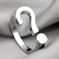 Silver Plated Fashion Ring for Women; Modern 0.9cm Wide Open Cuff Design 489