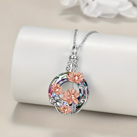 Memorial Necklace – Stainless Steel Heart Urn Pendant with Purple Crystal B261