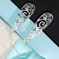 Handmade Silver Teardrop Earrings with Filigree Pattern - Dangle Jewelry B39
