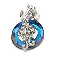 Blue Fire Phoenix Necklace for Women Girls, Ocean Crystal Rebirth Pendant 1393