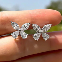 925 Silver-Plated Alloy Butterfly CZ Stud Earrings Women – Sparkling Zircon 997