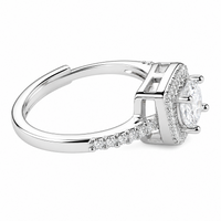 Women's Adjustable Cushion Halo Zircon Engagement Ring, Round Brilliant Cut 1610
