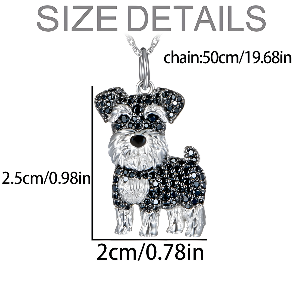 Schnauzer Dog Pendant Necklace For Women Black Crystal Animal Charm 2.5cm  B231