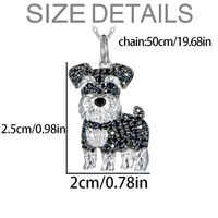Schnauzer Dog Pendant Necklace For Women Black Crystal Animal Charm 2.5cm  B231